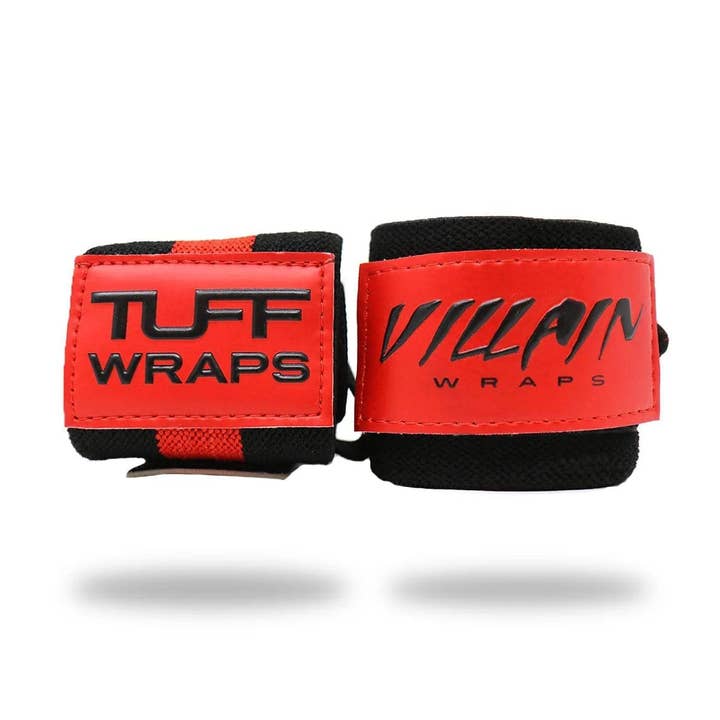 TuffWraps - Wholesale Fitness Equipment - 16" Villain Wrist Wraps - Black & Red