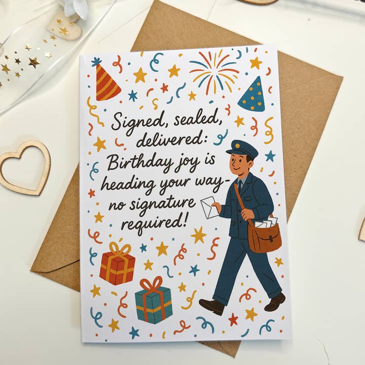 Postbud fødselsdagskort for engroshandel hos Printarelle