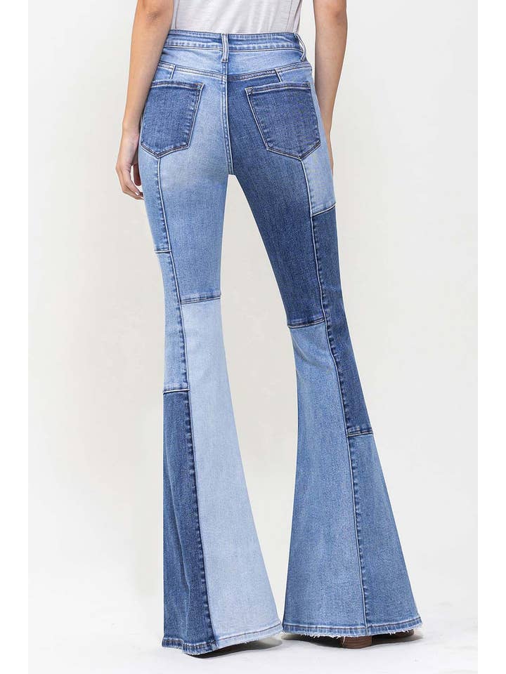 ENJOYED HIGH RISE COLOR BLOCK SUPER FLARE JEANS T5709 for wholesale on Faire3