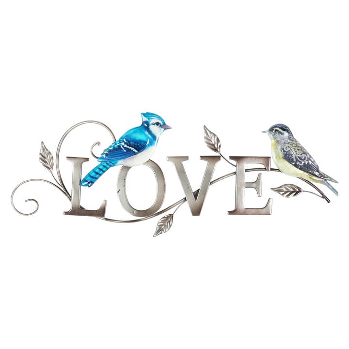 Metal Love Sign w Two Birds for wholesale by Exhart