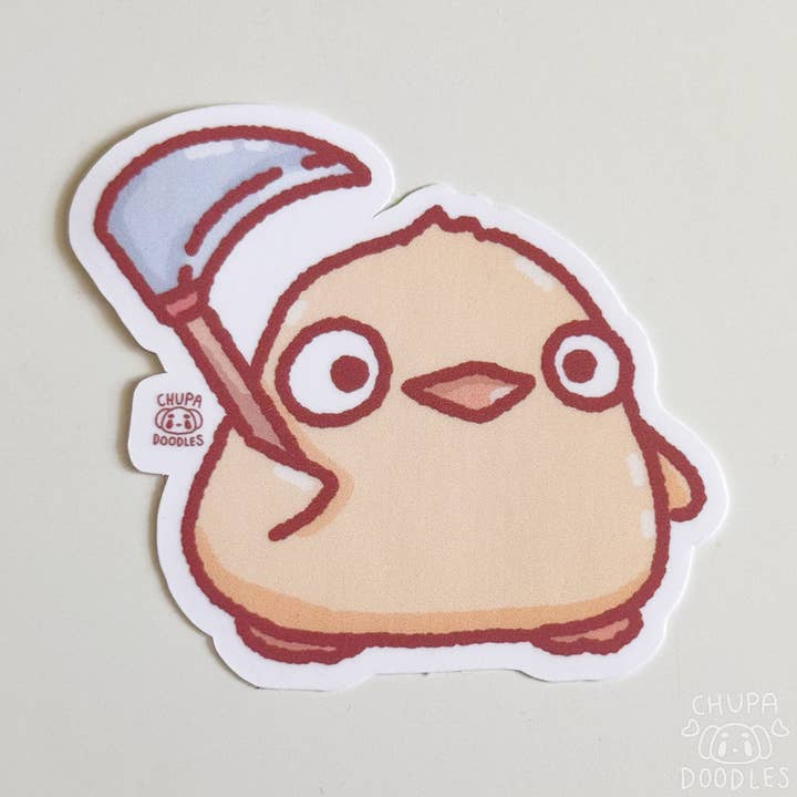 Funny Sassy Duck With Scythe Sticker - Matte Finish for wholesale by Chupadoodles
