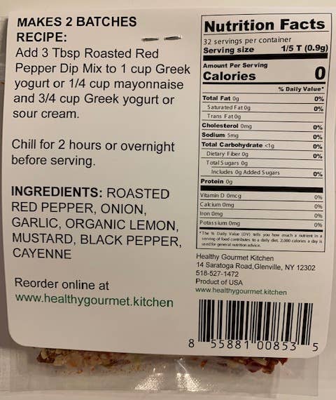 Healthy Gourmet Kitchen - Wholesale Dip - Red Bell Pepper Dip Mix1