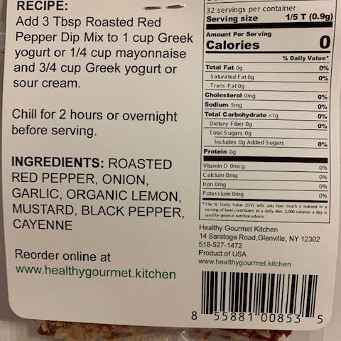 Healthy Gourmet Kitchen - Wholesale Dip - Red Bell Pepper Dip Mix1