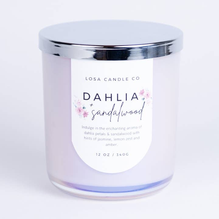 Vela de Dupla Mecha de Dália e Sândalo 12oz por atacado de LoSa Candles