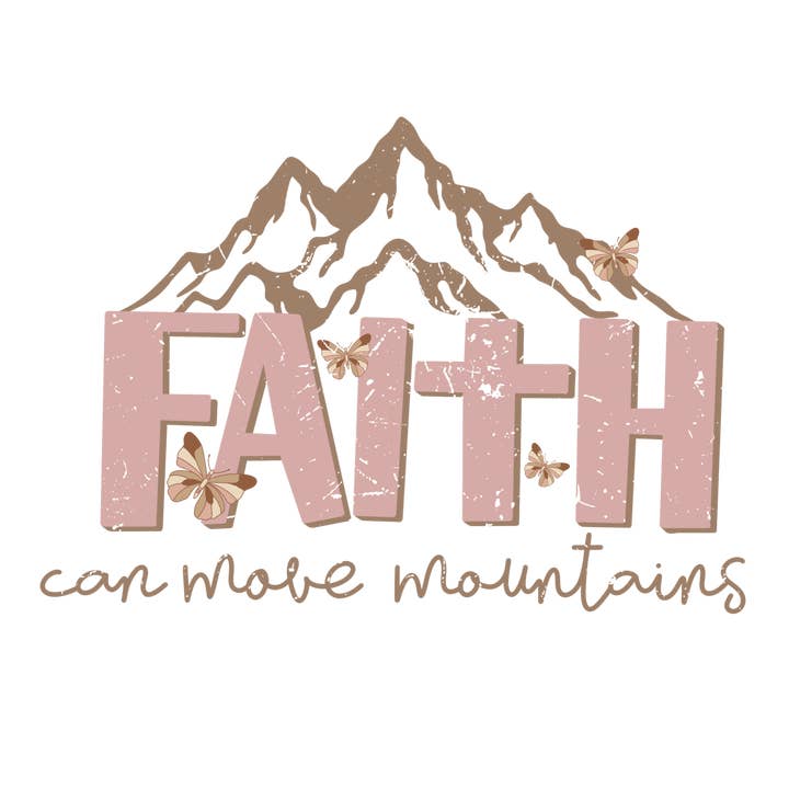 Adesivo in vinile retrò Faith Can Move Mountains, 7,6 x 7,6 cm per la vendita all'ingrosso da parte di Savannah and James Co