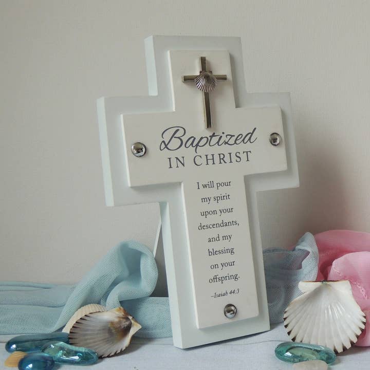 Abbey & CA Gift - Wholesale Wall Cross - Blue Baptism Cross
