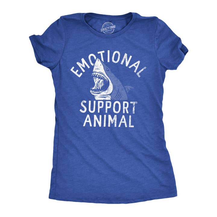 Emotional Support Animal Shark Women's Tshirt shark week for wholesale by Crazy Dog T-Shirts