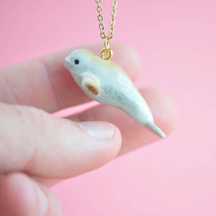 Camp Hollow Porcelain Animal Treasures - Wholesale Pendant/Charm Necklace - Beluga Whale Necklace