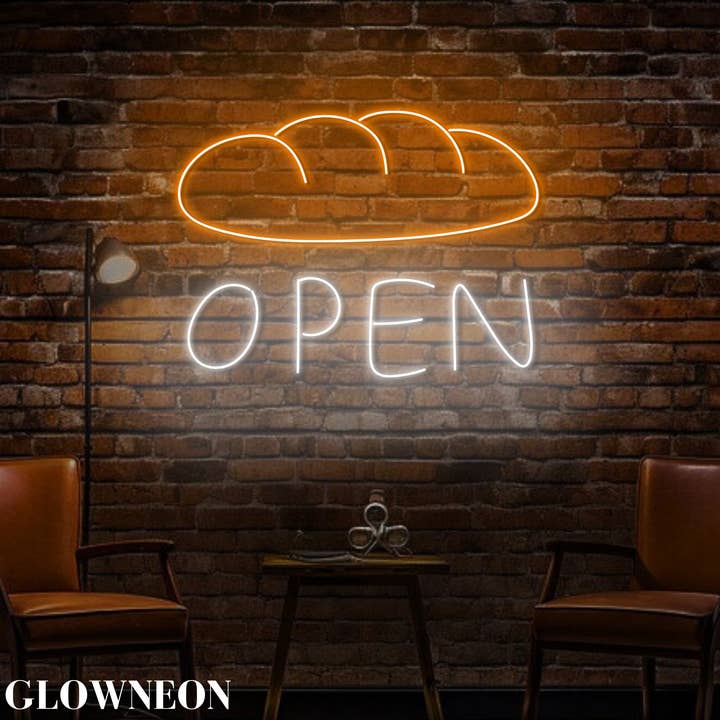 Glow Neon - Wholesale Neon sign - Bakery Open Neon Sign, Bread Store Decor, Bread Bakery Decor