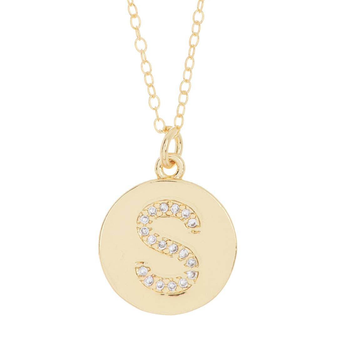Adornia - Wholesale Halskettinghanger - Initial Pave Disc Ketting zilver goud20