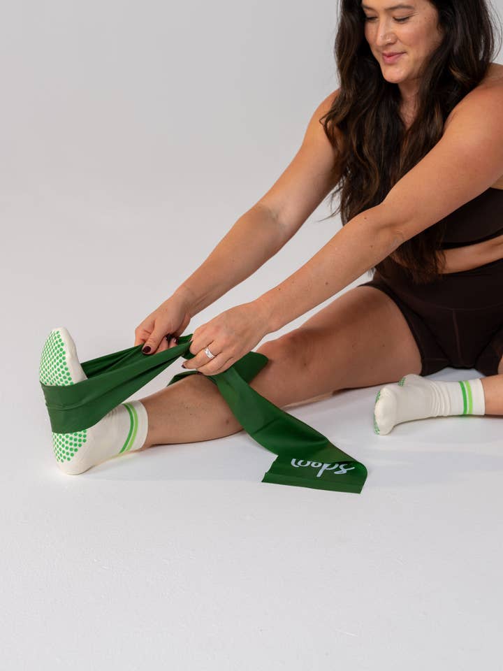Reformer Loops - Wholesale Socks - Women's - Studio Socks - Green Stripe3
