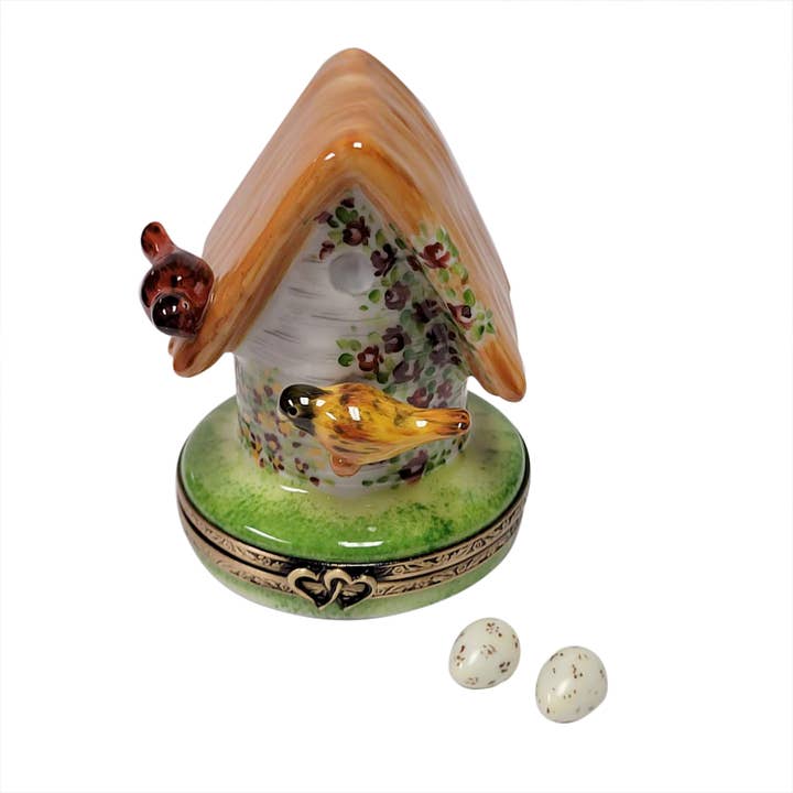 Floral Birdhouse W Cardinal, Bird &/ Removable Eggs for wholesale by Rochard