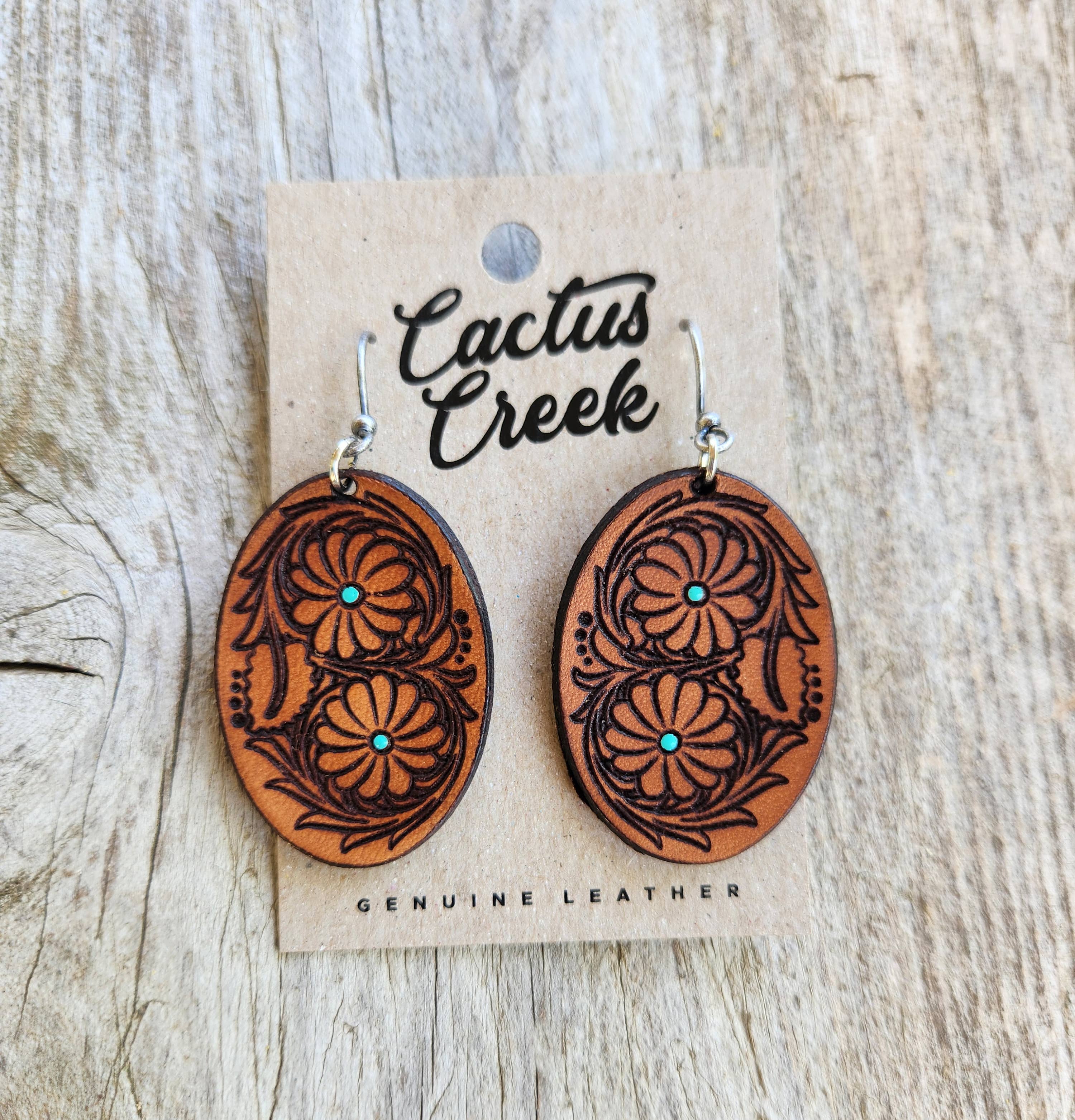 Cocklebur & Co. - Wholesale Dangle earrings - "Laura" Handmade Leather Earrings3