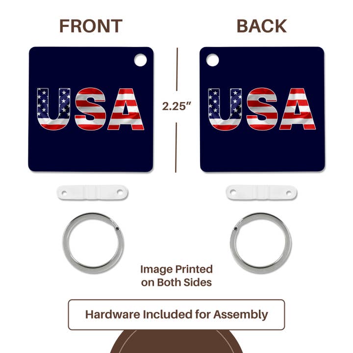 3dRose – wholesale Keychain – Unisex – 3dRose, USA text, the American Flag over the letters. Blue background, Key Chain4