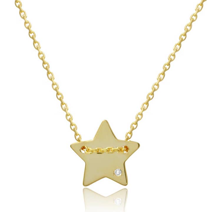 Silver Gold Plated Star Shaped Necklace with CZ for wholesale by The Hailey Shop