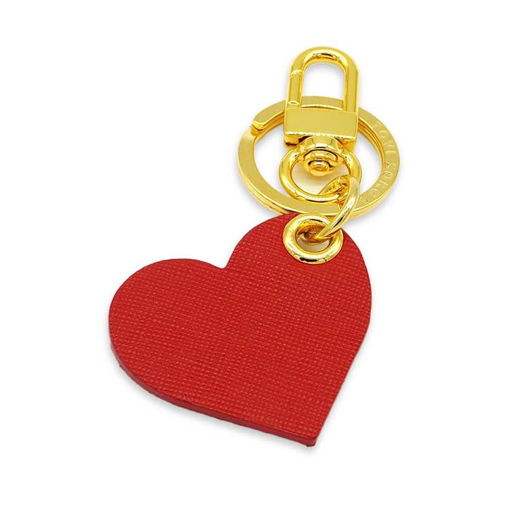 'Alkemest - Wholesale Keychain - Unisex - Leather Heart Key Ring with Bag Charm Clasp