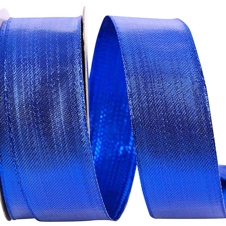 Woven Metallic Lame Wired Edge, Royal, 1-1/2 In, 25 Yards for wholesale by RELIANT RIBBON