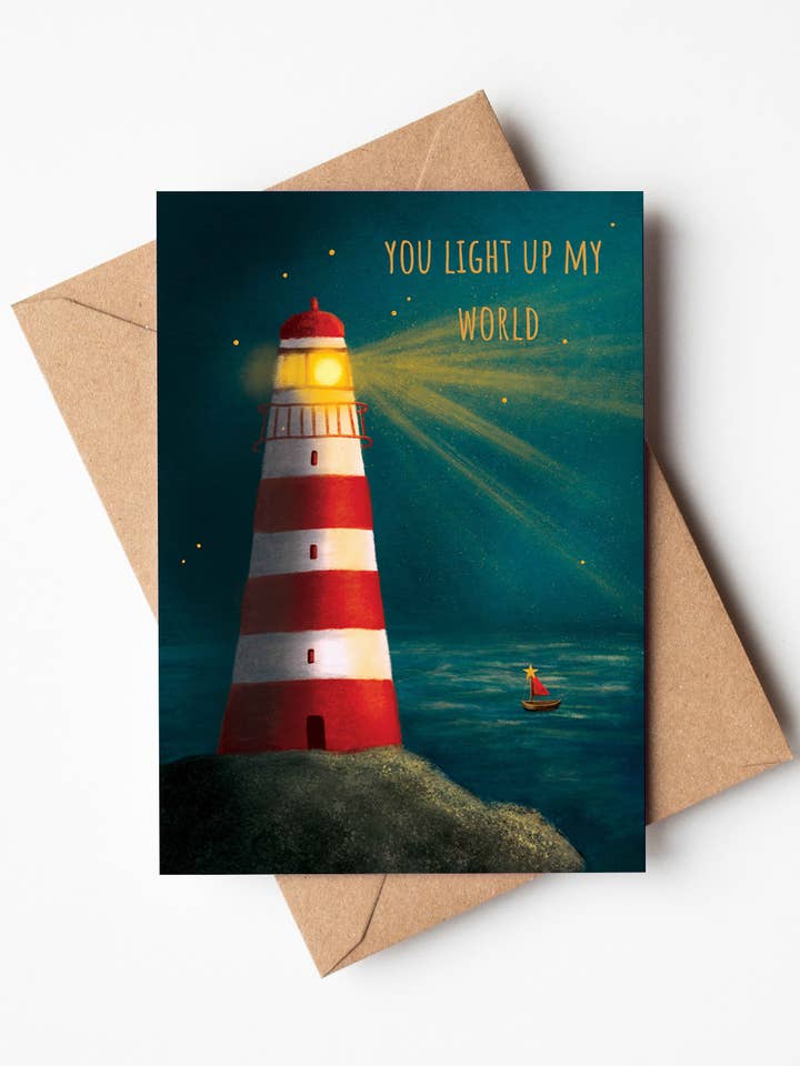 You Light up my World Greeting Card for wholesale by Jo Couch