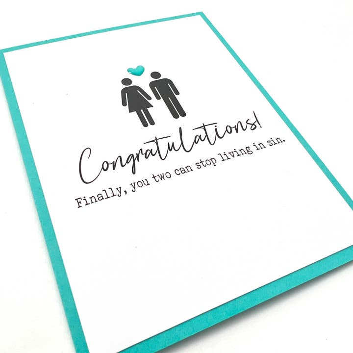 Wedding Stop Living in Sin Wedding Card for wholesale by Muddy Mouth Cards