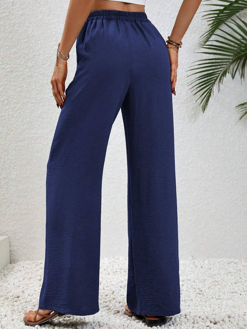 FULL TIME PURCHASE - Vente Pantalon – femme - Pantalon décontracté polyvalent uni à jambes larges et longueur au sol17