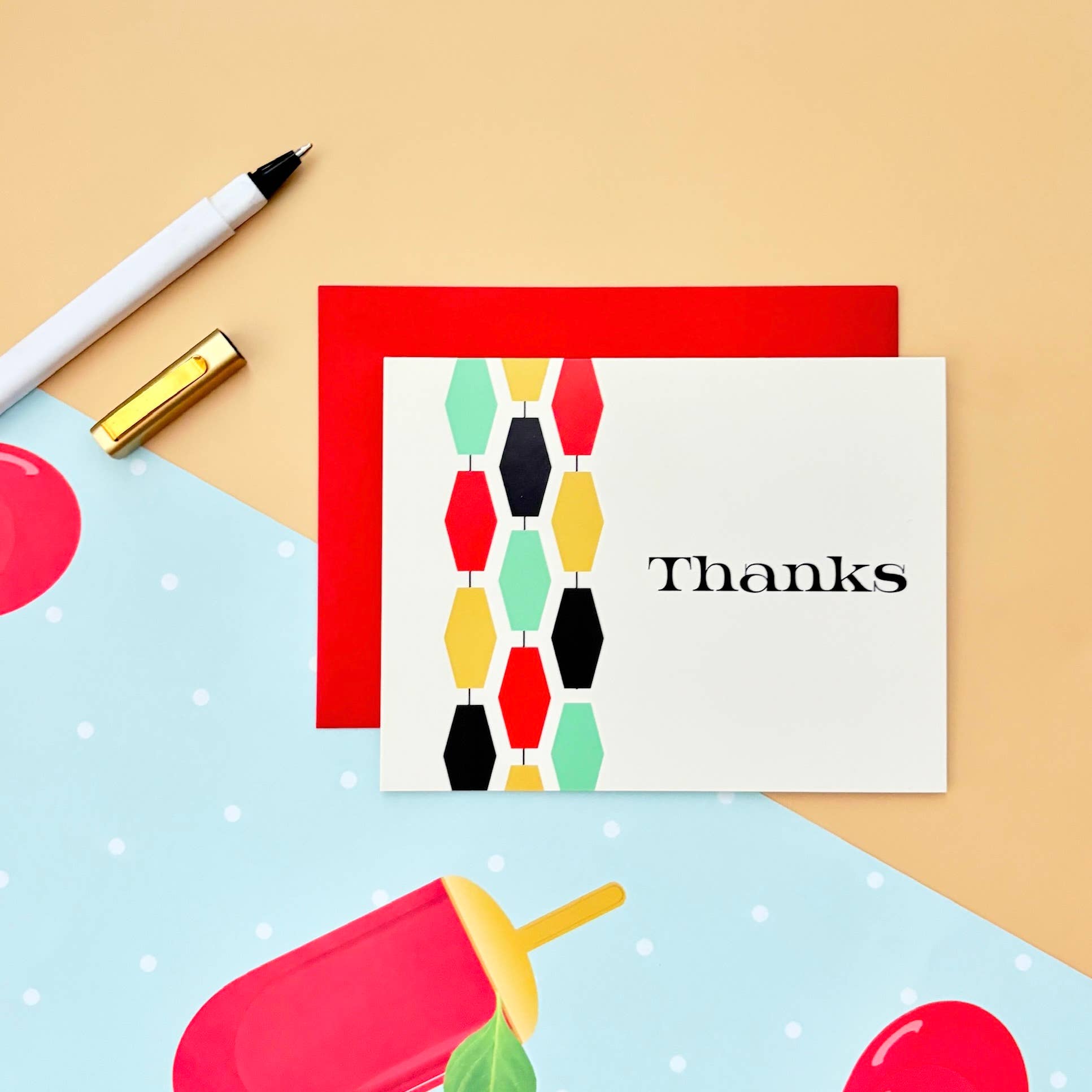 Mod Lounge Paper Company - Wholesale Thank You Card - Geometric Hexagon Mid Century Modern Thank You Card Box Set3