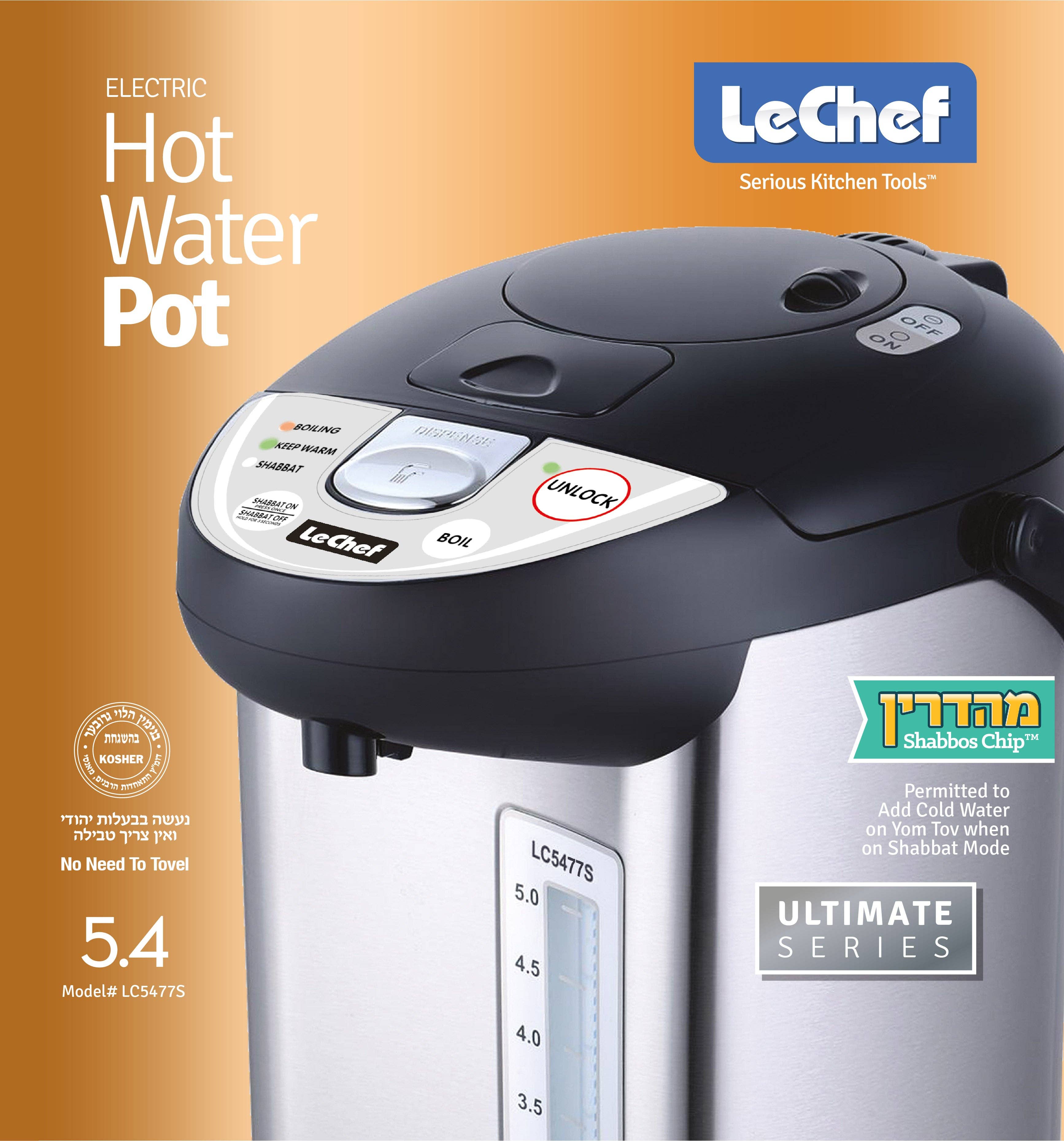Alpine - Wholesale Kitchen Appliance - LE'CHEF ELECTRIC HOT WATER POT 5.0 QT MODEL# LC5477S WITH SHABBAT MODE2