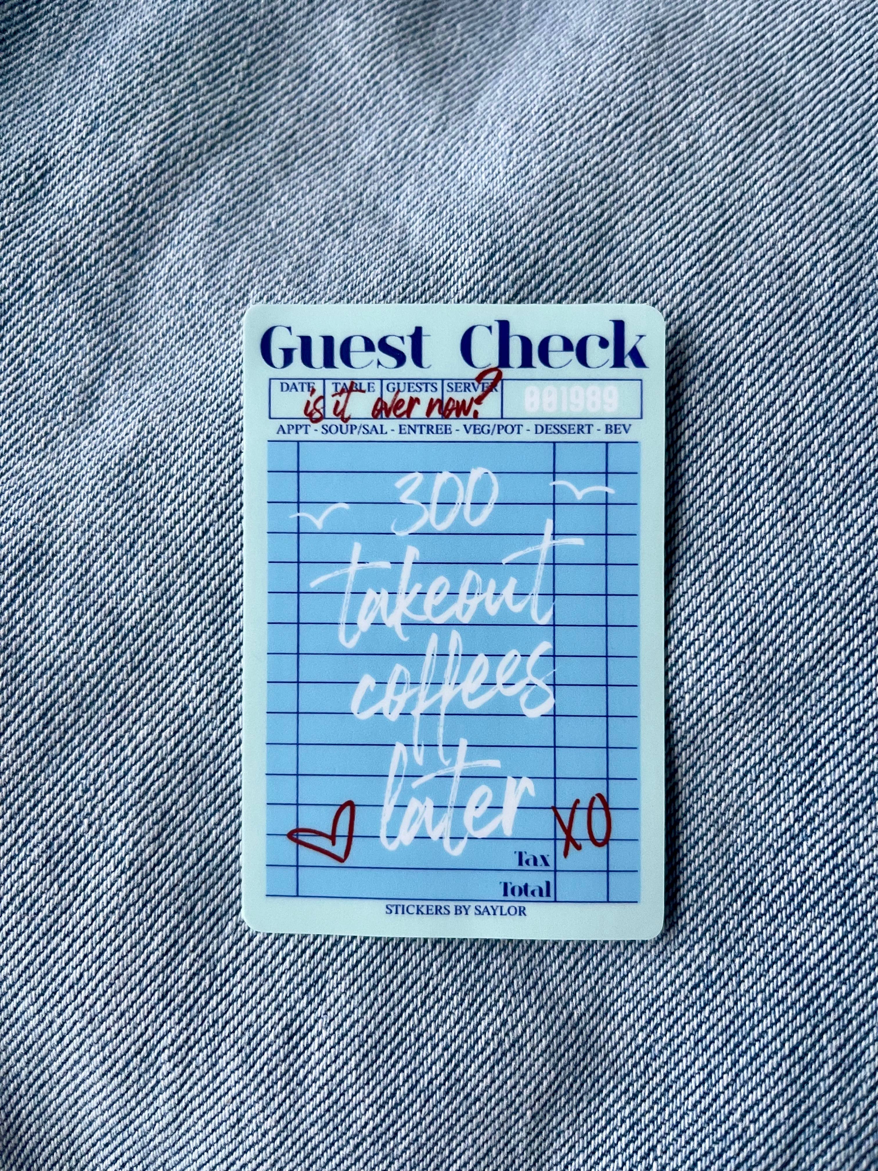 Stickers by Saylor - Wholesale Sticker - Taylor Inspired Guest Check Sticker3