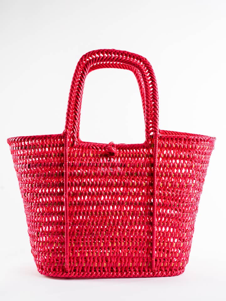 Market Bag, Pink Woven Shopper Bag, Handmade & Upcycled for wholesale by Kasama