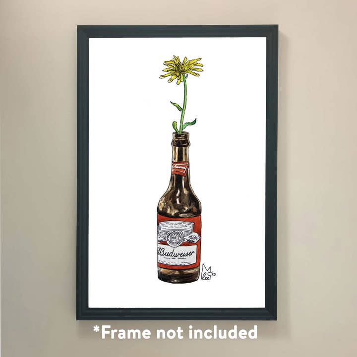 Flor amarela na impressão artística da Budweiser por atacado de Lee McGuire Art
