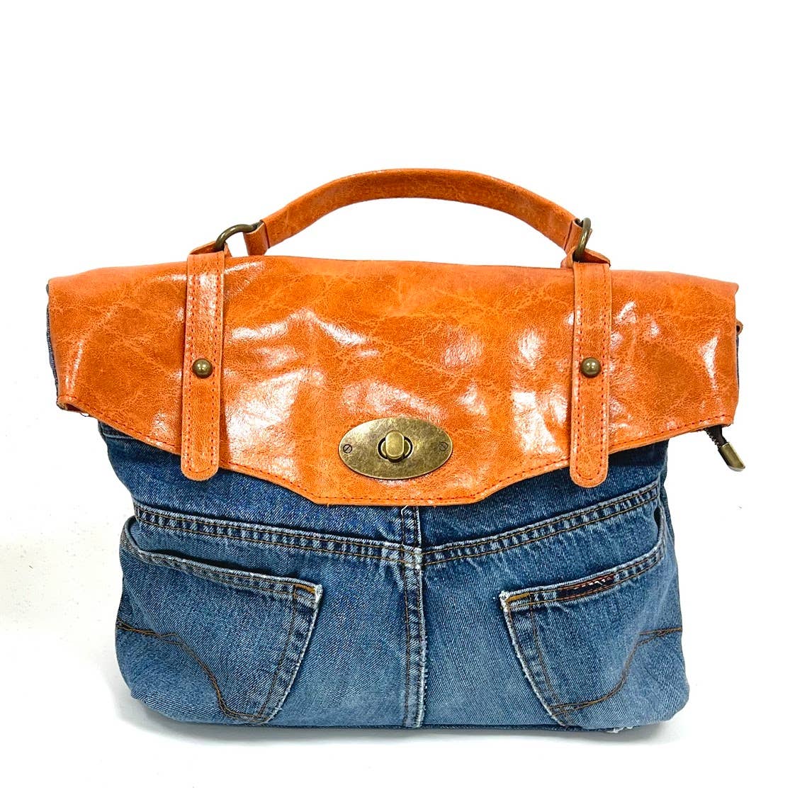 MILANO AMOUR - Wholesale Top Handle Bag - Women's - POSTINA LEONARDO VINTAGE DENIM PATTA SHINYLAMB COVER10