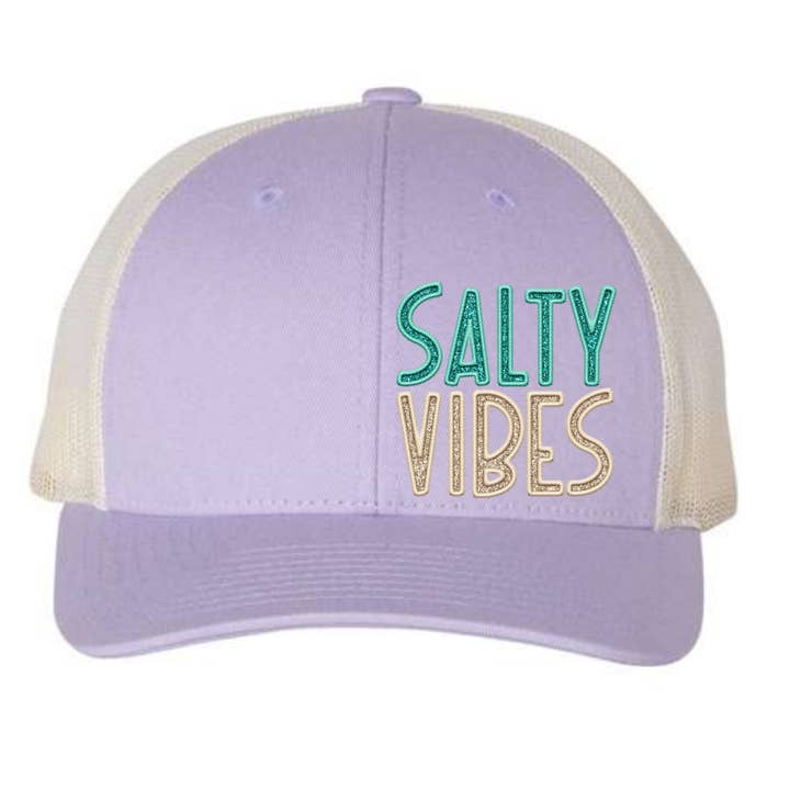 Salty Vibes- Women's Summer Beach Faux Sequin Trucker Hat for wholesale by Blue Moon Outfitters