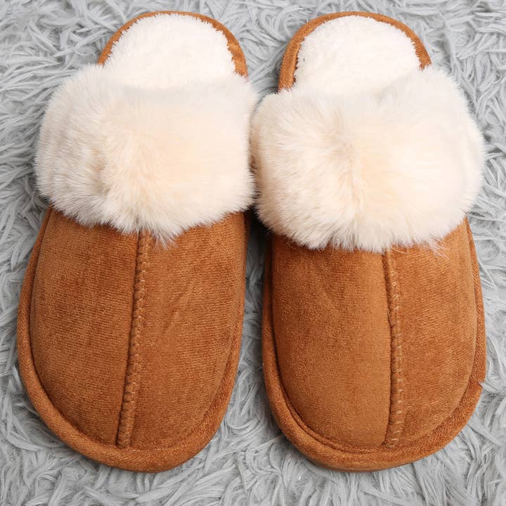 Fashion City - Wholesale Slippers - Women's - Solid Faux Fur Suede All Day Mule Slippers6