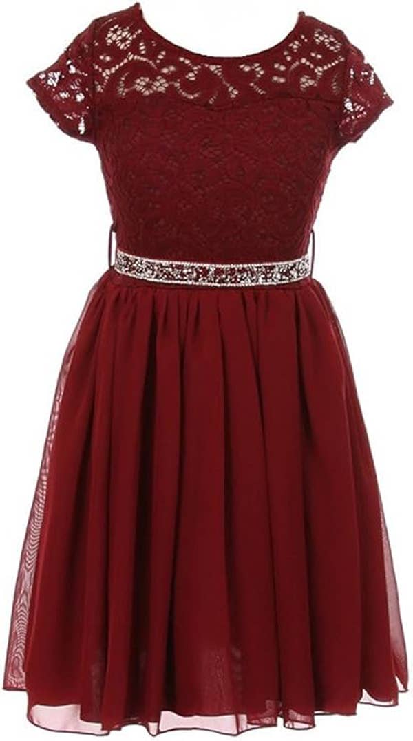 iGirlDress - Wholesale Dress - Kids - Floral Lace and Chiffon Flower Girl Dress 2-142