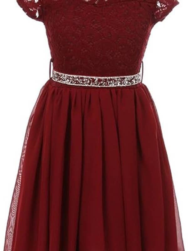 iGirlDress - Wholesale Dress - Kids - Floral Lace and Chiffon Flower Girl Dress 2-142