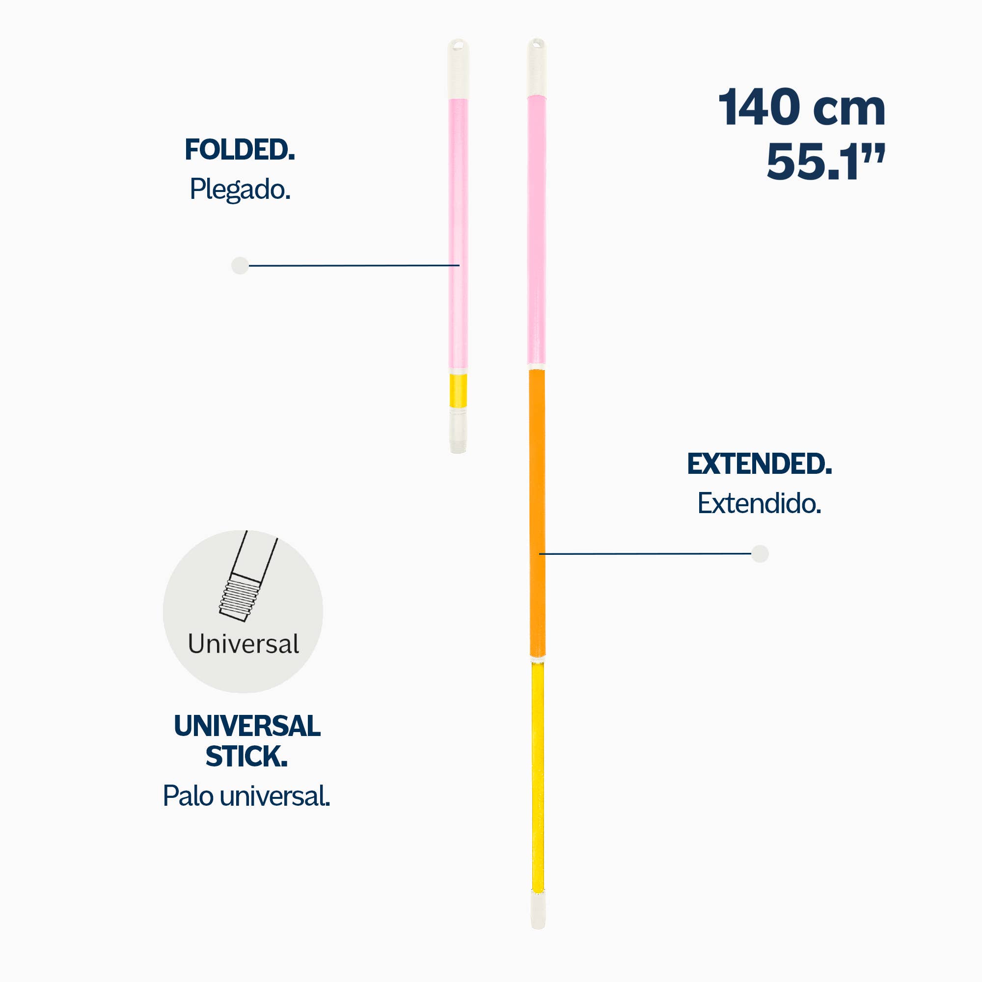 Divine Genius – Engroshandel Rengøringsbørste – Sammenklappelig Stang Happy Rainbow 140cm Til Koste Og Mopper.2