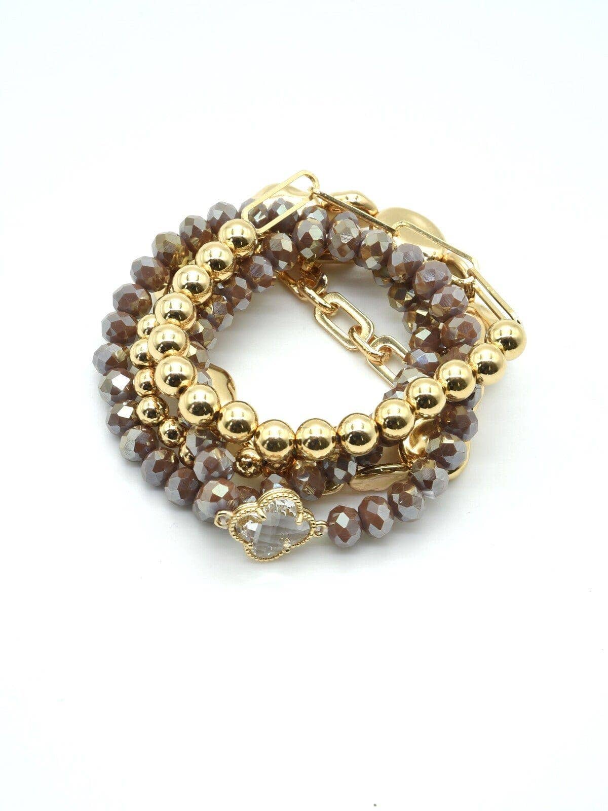 MiMi Wholesale - Wholesale Jewelry Set - Beaded Clover Accent Jewelry Set Bracelet20