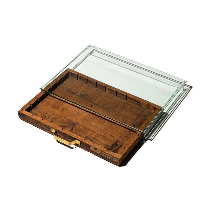 Puebco - Wholesale Display Case - GLASS DISPLAY CASE WITH VINTAGE DRAWER3
