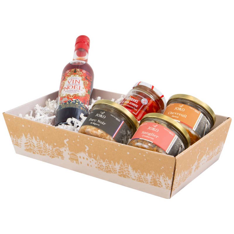 Deffrennes - Wholesale Basket - Winter rectangular cardboard basket in snow 33x20x7.5cm3