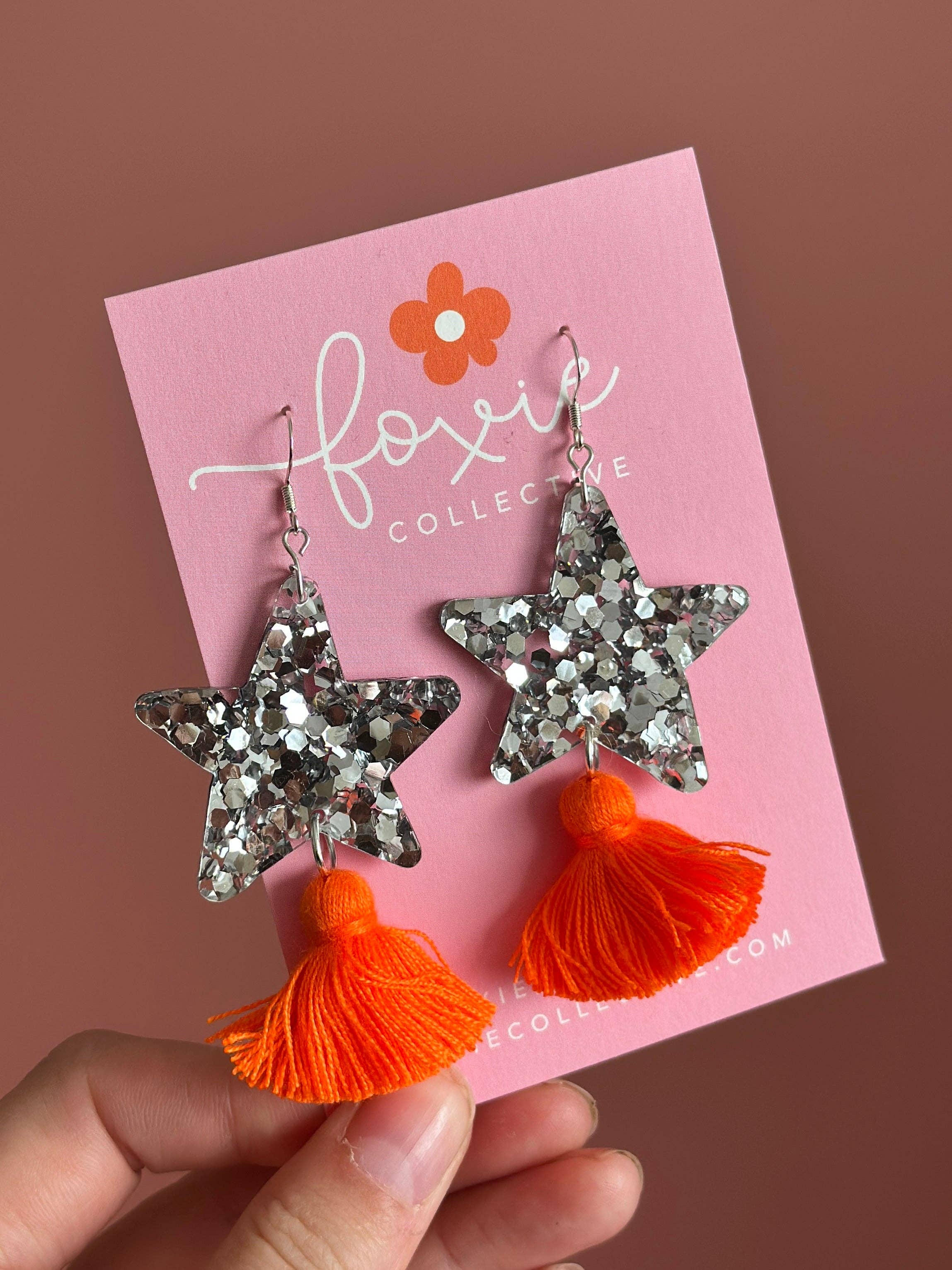 Foxie Collective - Wholesale Dangle Earrings - Custom Star Dust Dangles | Silver or Gold | Select Tassel Colour | WHOLESALE4