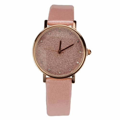 Horloge met glinsterend effect, roze/roze, zonder batterijcontrole! voor wholesale door EHAWA