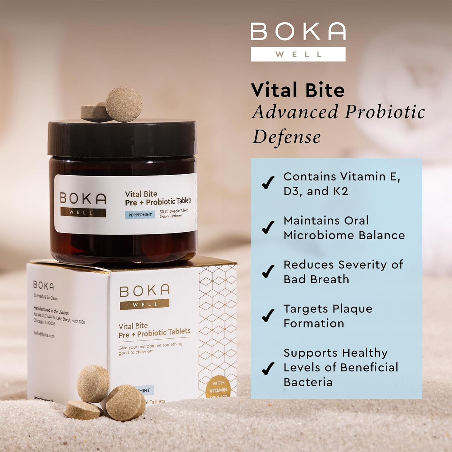 Boka - Wholesale Oral Supplement/Vitamin - Vital Bite Pre + Probiotic Tablets2