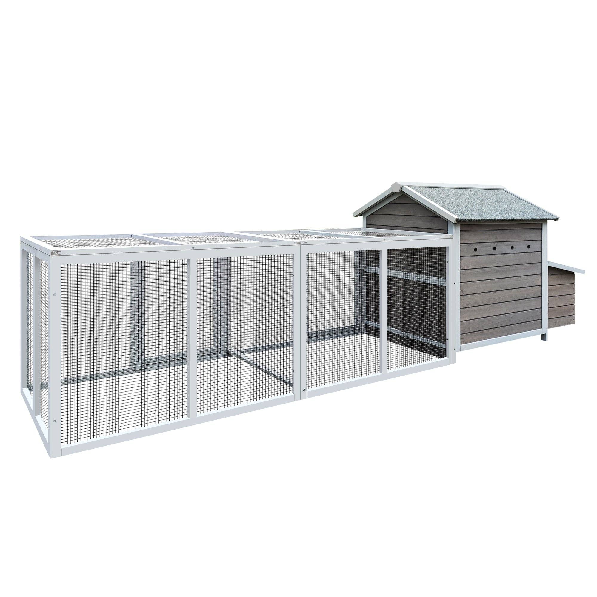 39F Inc. - Wholesale Outdoor Ornament/Decor - 118in Outdoor Wooden Chicken Coop with Nesting Box, Gray8
