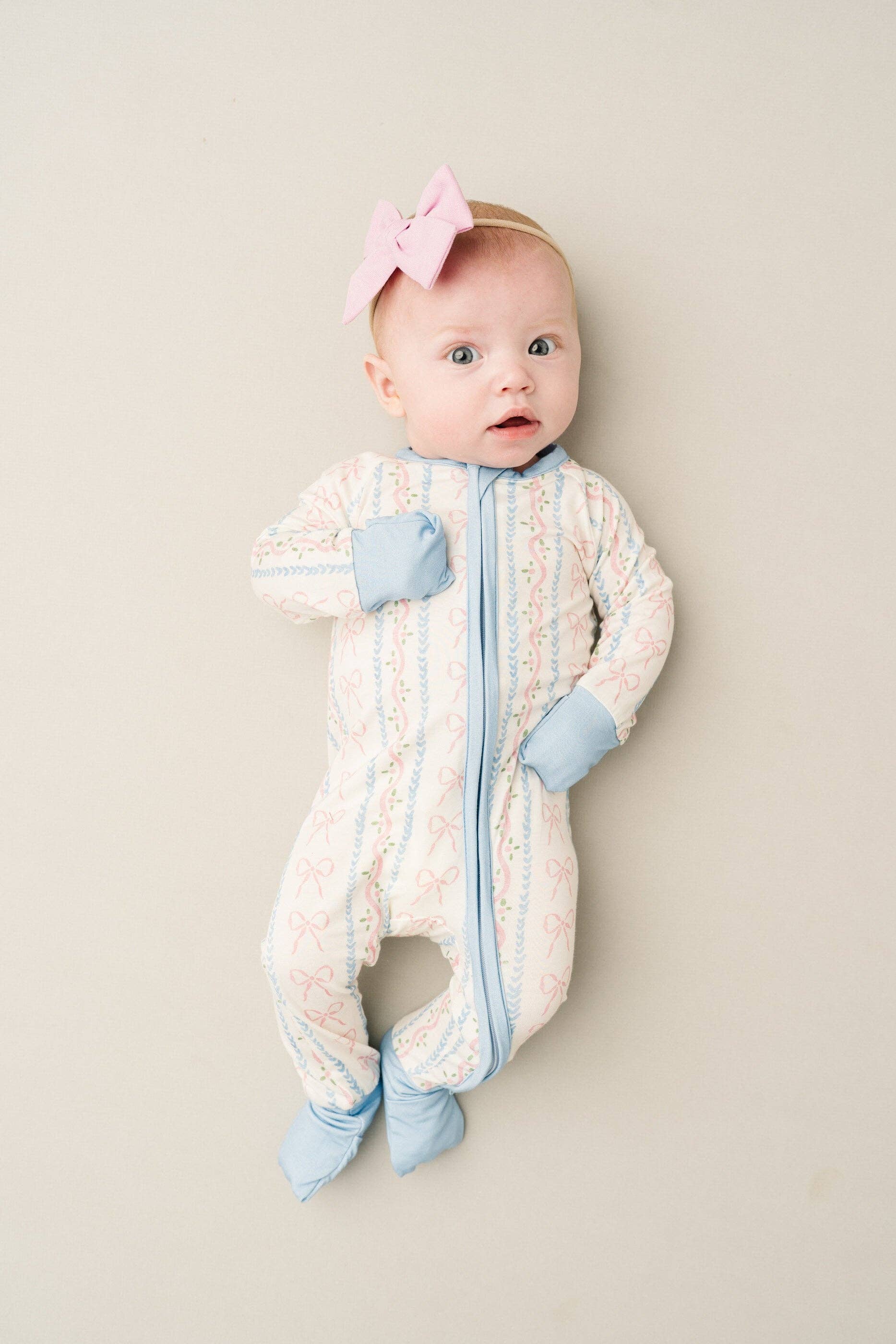 Little One Shop - Wholesale Sleepsuit - Baby - Dainty Bows Bamboo Sleeper1