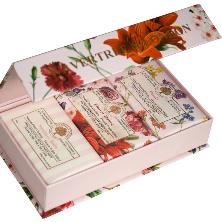 Flower Dance trio soap bar gift set – (8 Sets) for wholesale by Wavertree & London