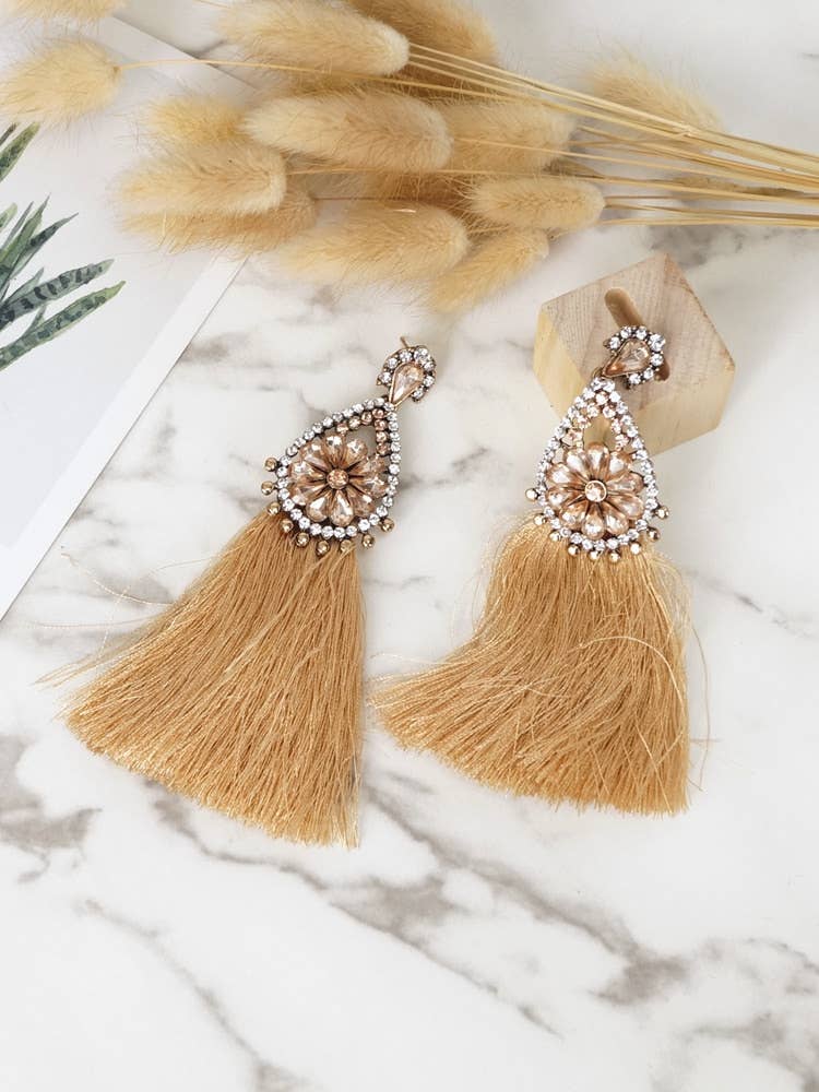 Victoria Moda - Wholesale Tassel Earrings - Zirconia Earrings With Fringes