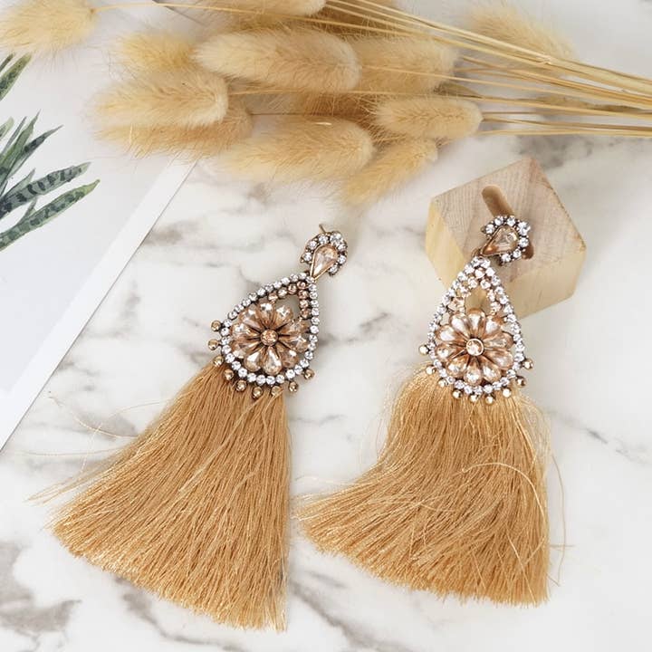 Victoria Moda - Wholesale Tassel Earrings - Zirconia Earrings With Fringes0