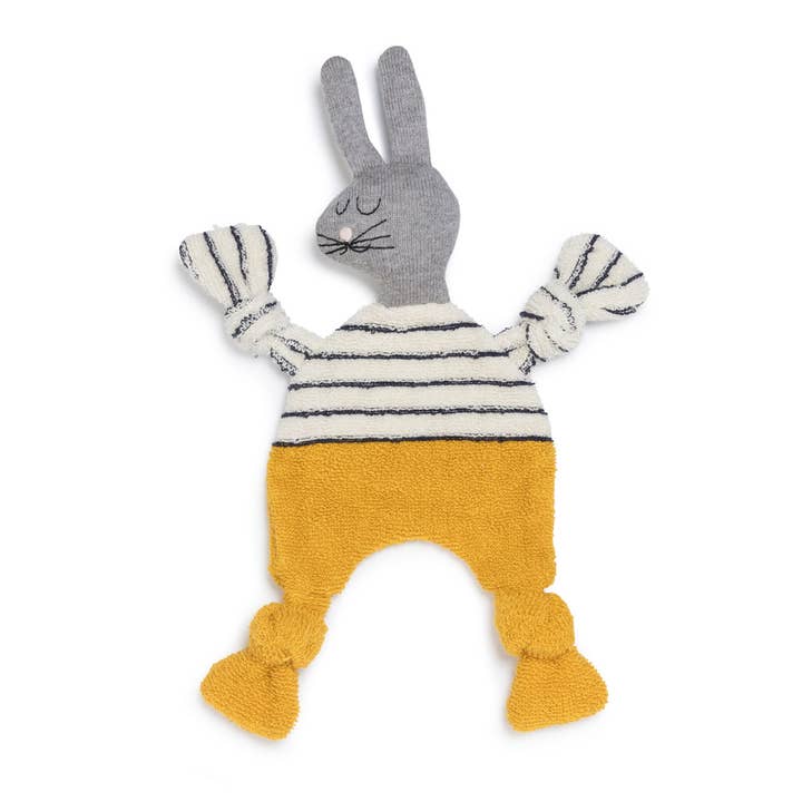 Cotton Knit Baby Comforter Cuddle Cloth: Rabbit Yellow for wholesale by Sophie Home Ltd