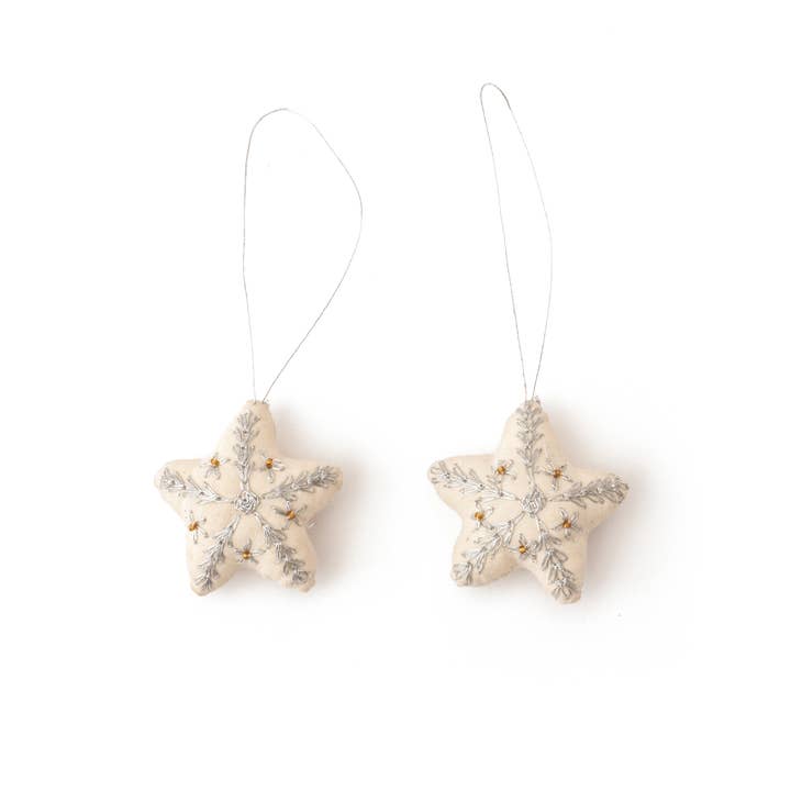 Embroidered Stars Silver, Set of 2 in a Box for wholesale by Others Trade for Hope