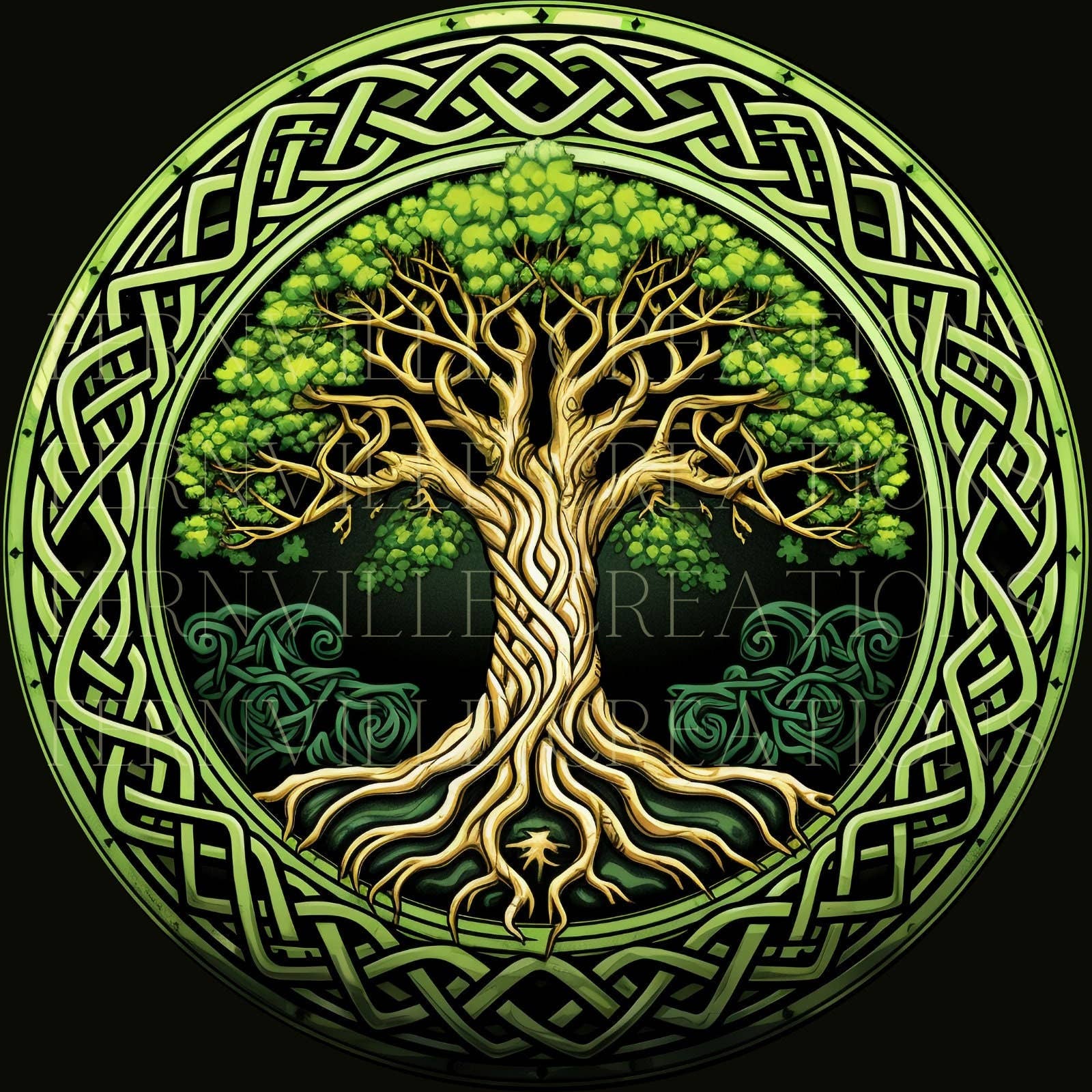 Fernville Creations - Wholesale Coasters - Celtic Tree of Life Ceramic Coaster with Cork Back2