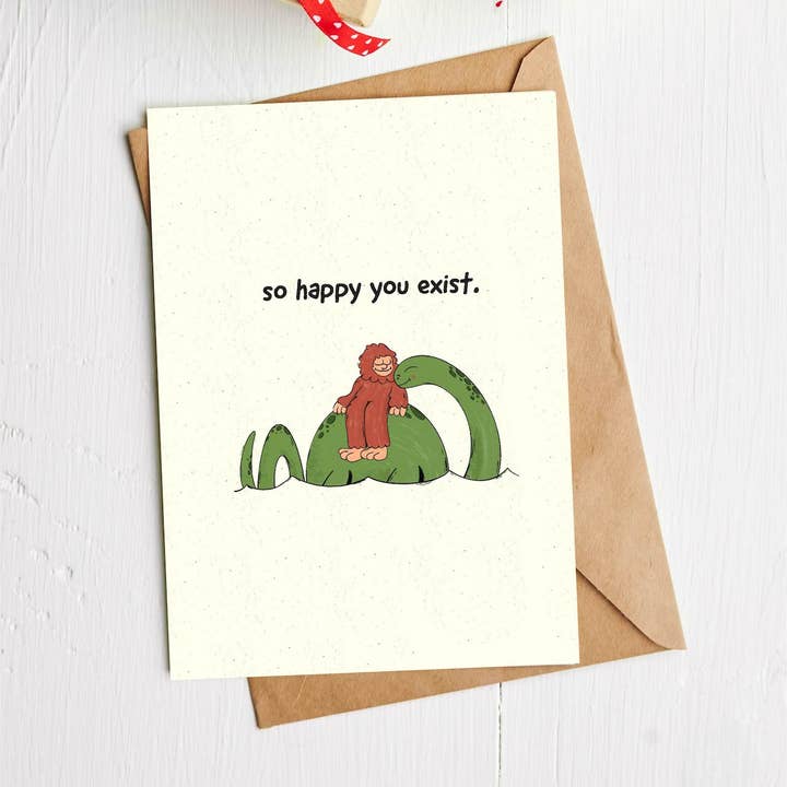 Big Moods - Wholesale Valentine's Day Card - "So happy you exist" Cryptid Greeting Card